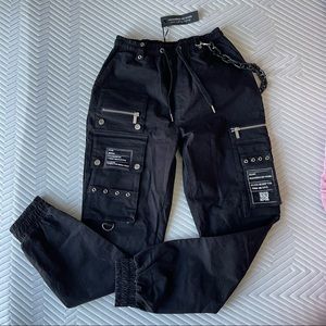 Maniere De Voir Cargo Pants with Black Chain size UK 8